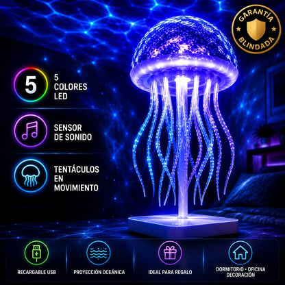 Lámpara Medusa LED Recargable 7 Colores con Tentáculos Bailarines