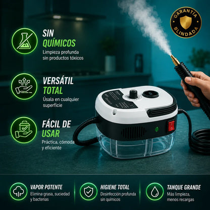 Limpiador a Vapor Alta Presión y Temperatura Portátil
