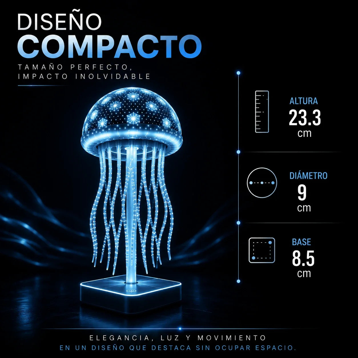Lámpara Medusa LED Recargable 7 Colores con Tentáculos Bailarines