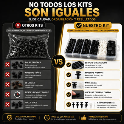 Paquete Completo 100 Clips y Pernos para Auto + Llave para Gato + Llave Especial Saca Pernos, Cualquier Modelo y Año