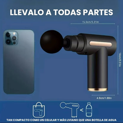 Pistola de Masaje Portátil 4 Cabezales para Alivio Rápido